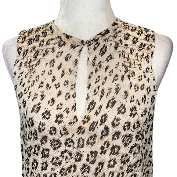 NWT JOIE Corie Silk Abstract Leopard Print Smocked Sleeveless Tank Top - XS - Picture 6 of 16